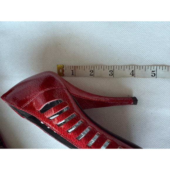 Jessica Simpson Leela Women Red Patent Leather Upper Shoes Peep Toe Pump size 7 - Picture 8 of 9